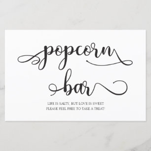 Papier Bar à Popcorn   Panneau de mariage minimaliste noi