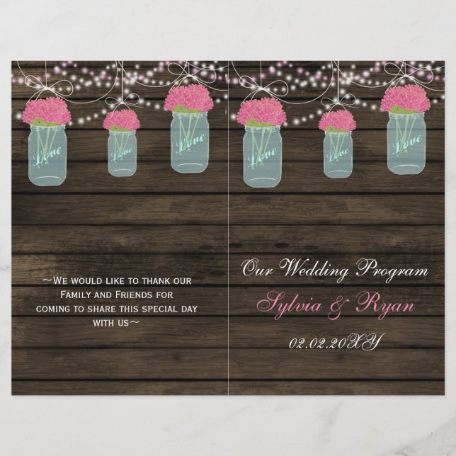 Papier Barnwood jarres en maçonnerie, fleurs roses progra (Devant)