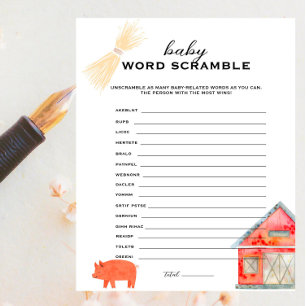Papier Barnyard Animals - Baby Word Scramble Jeu