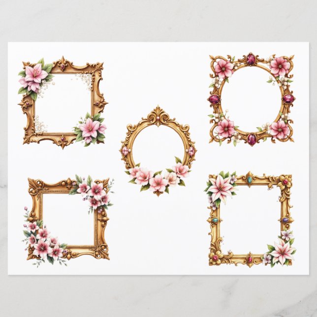 Papier Baroque Floral Frame Scrapbook Paper Cutouts (Devant)