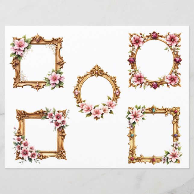 Papier Baroque Floral Frame Scrapbook Paper Cutouts (Devant)