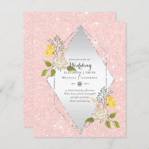 Papier BAS BUDGET Blanc Rose Jaune Fleur Mariage Inviter