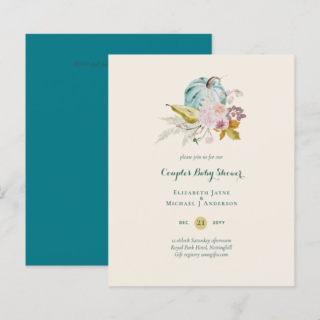 Papier BAS BUDGET Citrouille Automne BÉBÉ DOUCHE Invitati (Devant / Derrière)