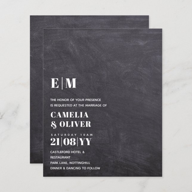 Papier BAS BUDGET Tout-en-1 moderne Gras Texte Mariage (Devant / Derrière)