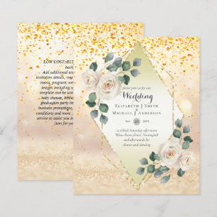 Papier Basse Budget Rose Diamond Frame Mariage Invitation