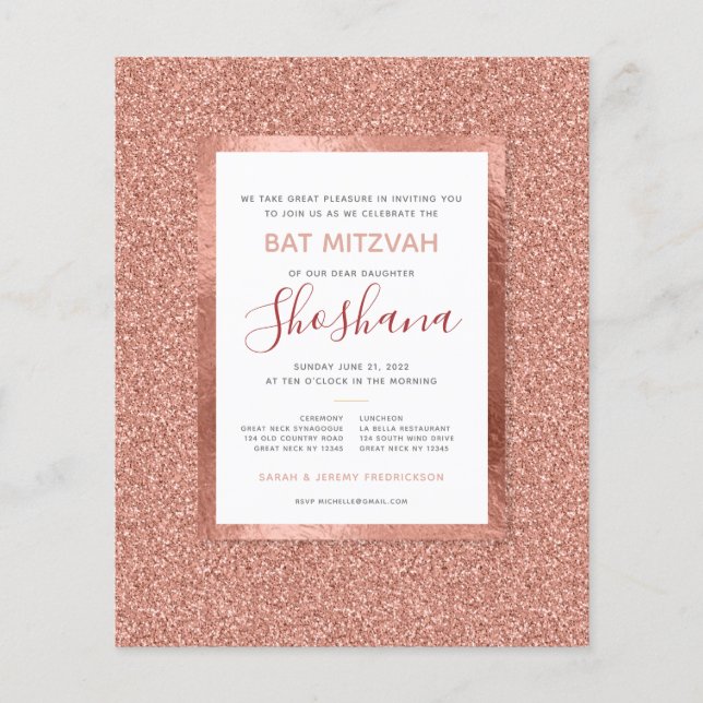 Papier Bat mitzvah Budget Rose Parties scintillant d'or I (Devant)
