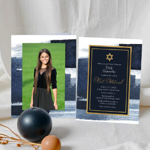 Papier Bat mitzvah photo bleu Abstrait