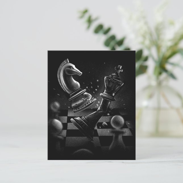 Papier Bataille aux échecs dramatique - Chevalier contre  (Debout devant)