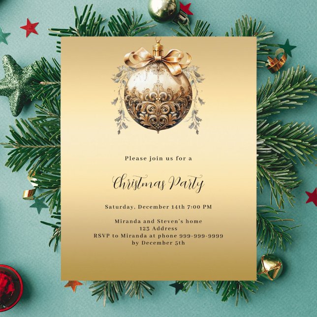 Papier Bauble or vintage Noël invitation (Créateur téléchargé)