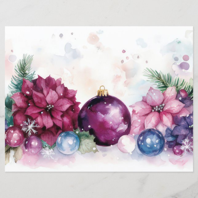 Papier Baubles et fleurs de Noël colorés (Devant)