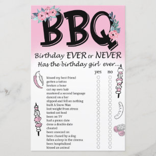 Papier BBQ Anniversaire jamais ou jamais jeu