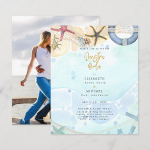 Papier Beach Coastal Photo Nuestra Boda Invitation