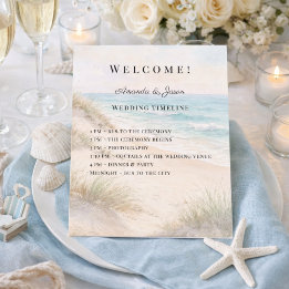 Papier Beach coastal wedding program timeline