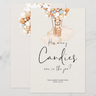 Papier Bear Baby shower Game - Combien de bonbons?