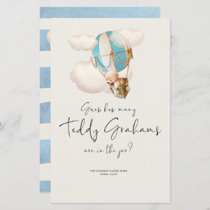 Papier Bear Baby shower Game - Combien De Grahams Teddy ?