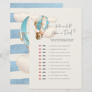 Papier Bear Baby shower Game - Qui l'a dit? Maman Ou Papa