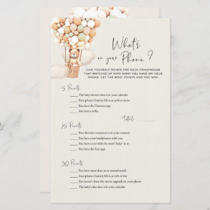 Papier Bear Baby shower Game - What's On Your Phone?