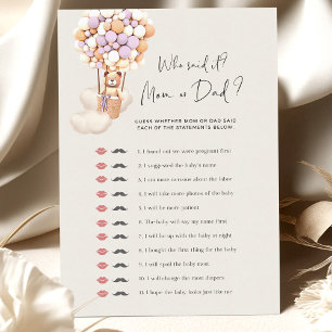 Papier Bear Baby shower Jeu qui l'a dit maman ou papa