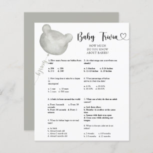 Papier Bear Baby Trivia   Jeu Baby shower