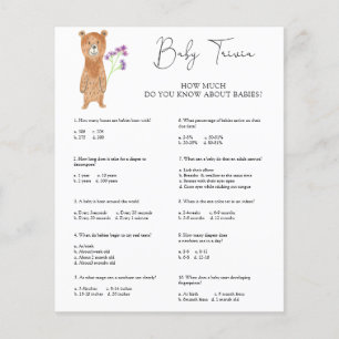 Papier Bear Baby Trivia Jeu Baby shower
