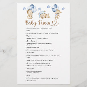 Papier Bear boy baby shower Baby Trivia