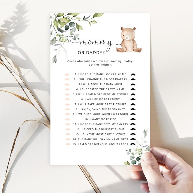 Papier Bear Devinez Who Said It Maman ou papa jeu (Créateur téléchargé)