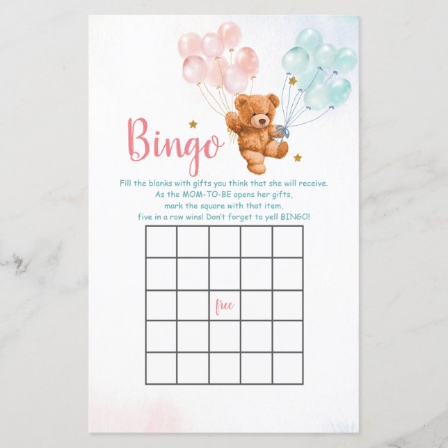 Papier Bear Genre Reveillez Balloon Jeux de Bingo (Devant)