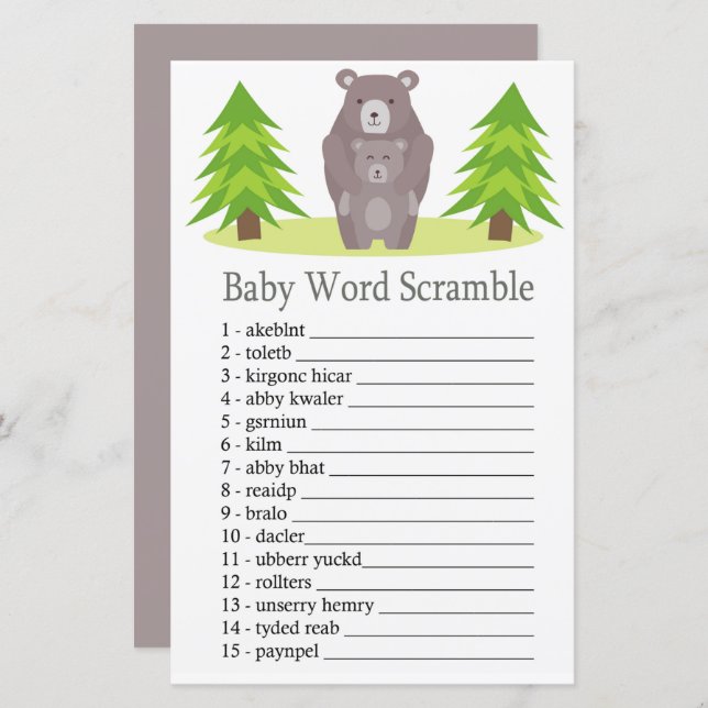 Papier Bear mignonne Baby jeu de mots brouillon (Devant / Derrière)