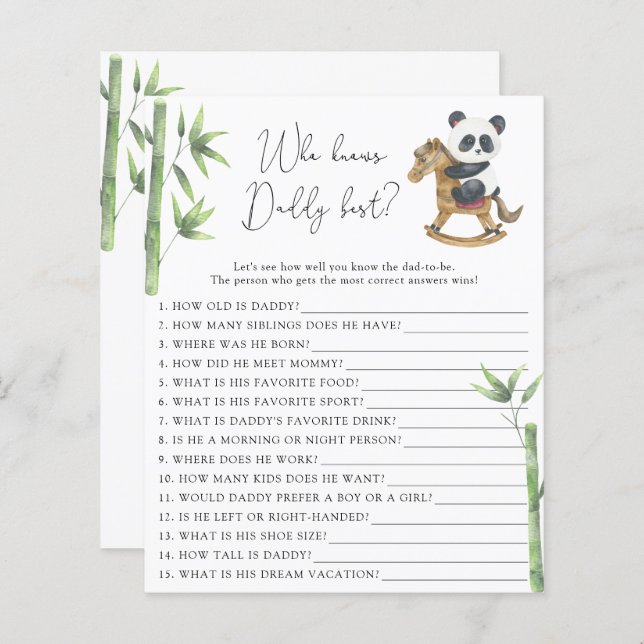 Papier Bear Panda Qui connaît le mieux papa (Devant / Derrière)