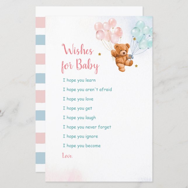 Papier Bear Rose et Blue Gold Star Waches pour bébé (Devant / Derrière)