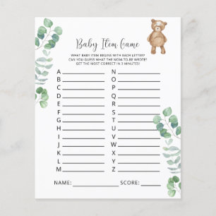 Papier Bearly Baby Item Jeu. Jeu baby shower