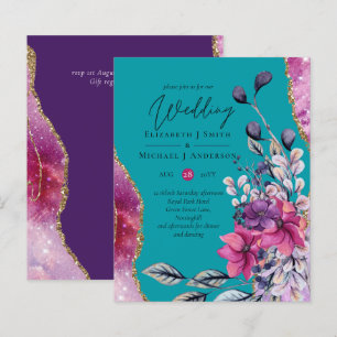 Papier Beau BUDGET Rose Turquoise Floral Agate Mariage