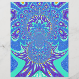 Papier Beau Cyan bleu moderne batik Kaleidoscope Art