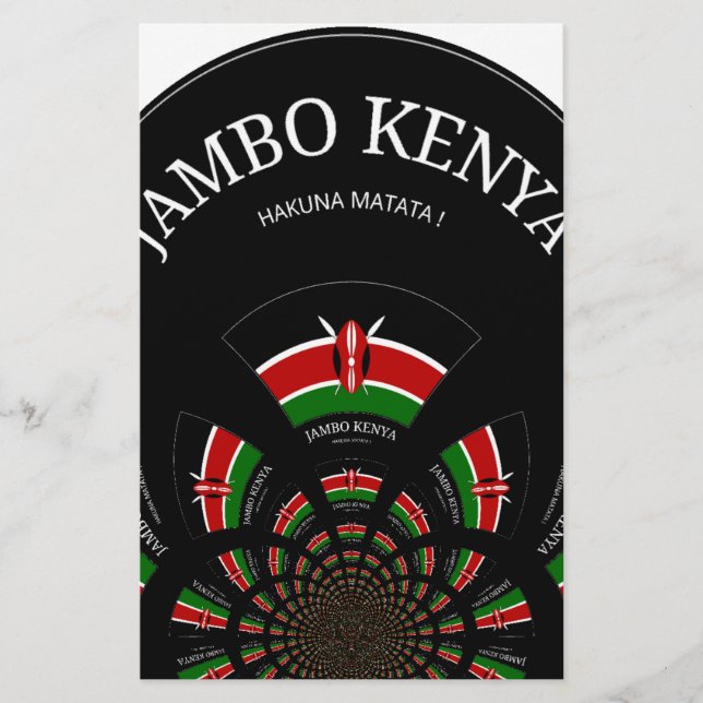 Papier Beau drapeau Kenya noir rouge vert couleur design (Devant)