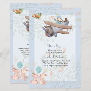 Papier Beau Invitation Baby shower de pilotes d'avion