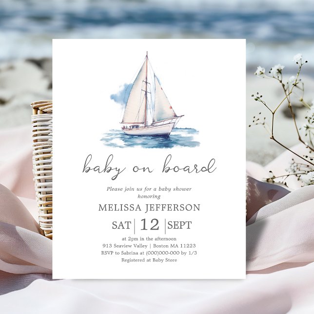Papier Bébé à bord Baby shower de bateau Invitation budgé (Créateur téléchargé)