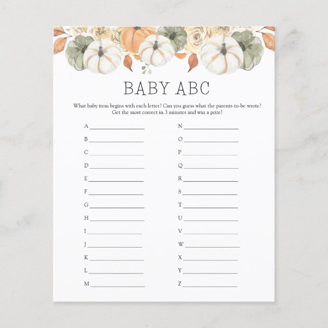 Papier Bébé ABC Baby shower Jeu (Devant)