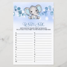 Bébé ABC Baby shower Jeu BLUE ELEPHANT