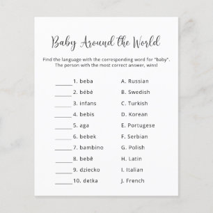 Papier Bébé autour du monde - Jeu de Baby Shower
