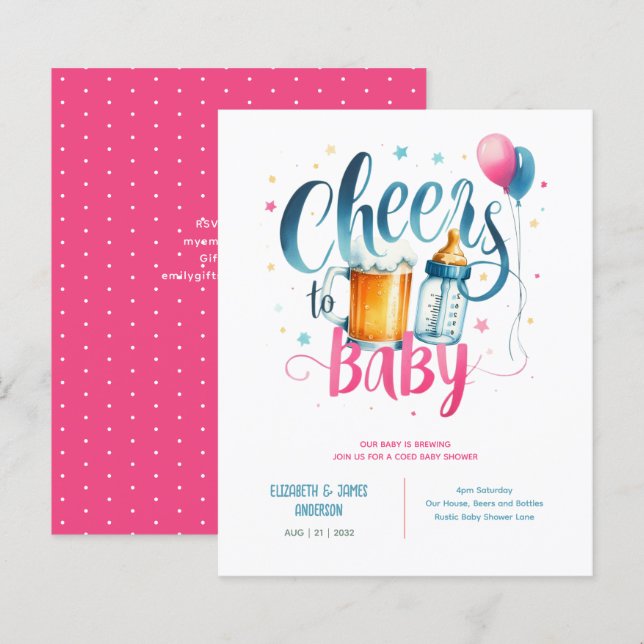 Papier BÉBÉ BÉBÉ Brasserie Bouteilles Cheers Baby shower (Devant / Derrière)