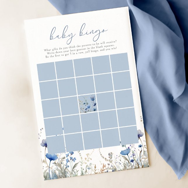 Papier Bébé Bleu En Fleur Fleur sauvage Bingo Jeu (Créateur téléchargé)