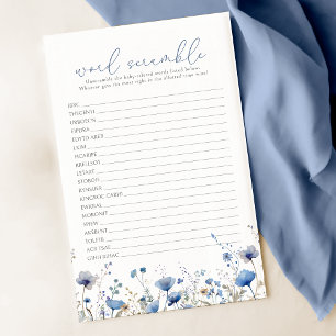 Papier Bébé Bleu En Fleur Fleur sauvage Word Scramble Jeu