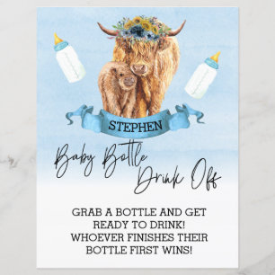Papier Bébé Bouteille Boire De Jeu Douche Highland Cow