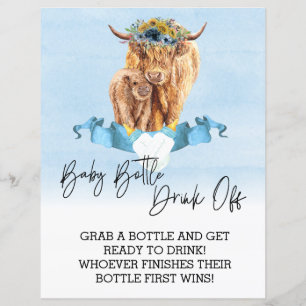 Papier Bébé Bouteille Boire De Jeu Douche Highland Cow