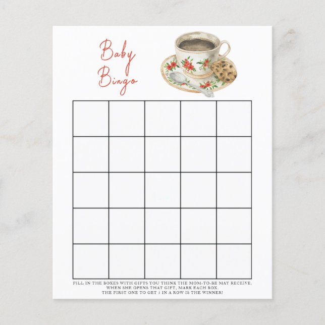 Papier Bébé brasse café Baby shower jeu de bingo (Devant)