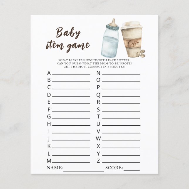 Papier Bébé brasse du café baby shower Baby Item Jeu (Devant)