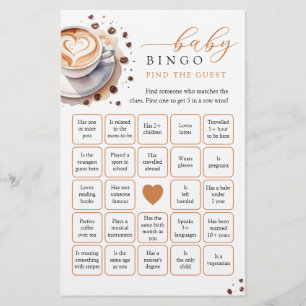 Papier Bébé brasse du café Trouvez l'invité Bingo Game