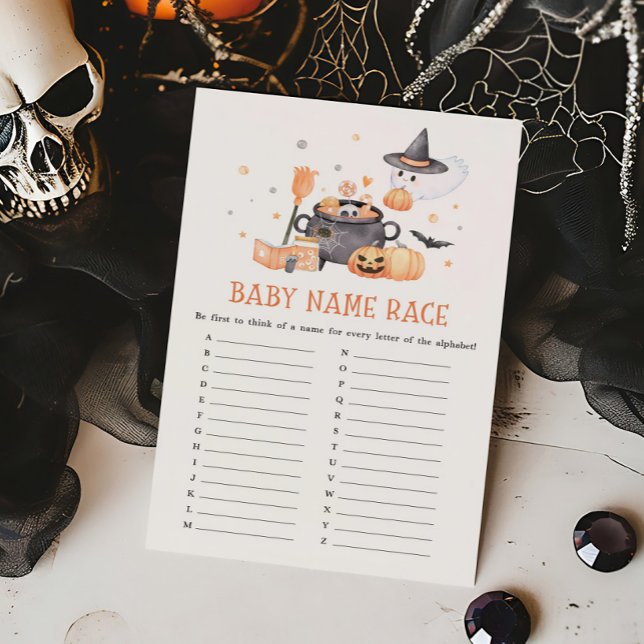 Papier Bébé brasse Orange Nom de la race Jeu (Baby is Brewing Baby Shower Baby Name Race Game)