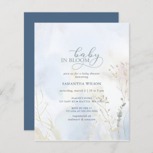 Papier Bébé budget en Fleur Bleu Floral Baby shower garço