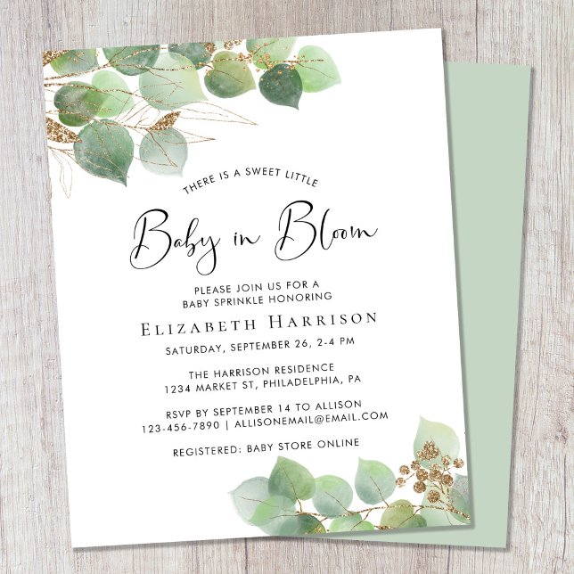 Papier Bébé budget en fleur Eucalyptus Bébé arroser (Créateur téléchargé)